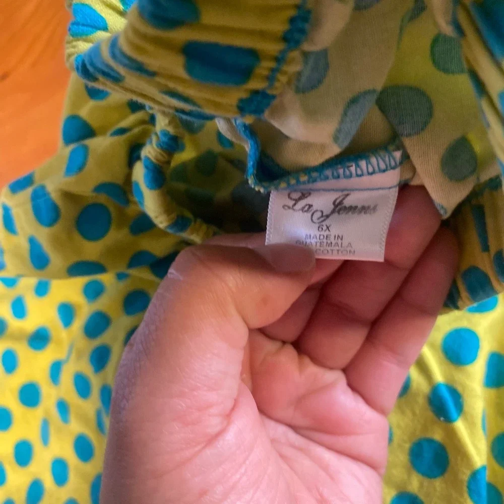 La Jenni Ruffle Pants Kids‎ Yellow Polka Dot Zebra Print SIZE 6X